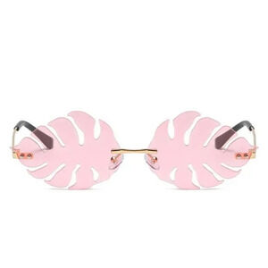 6172 | Pink Rimless Leaf Novelty Sunglasses